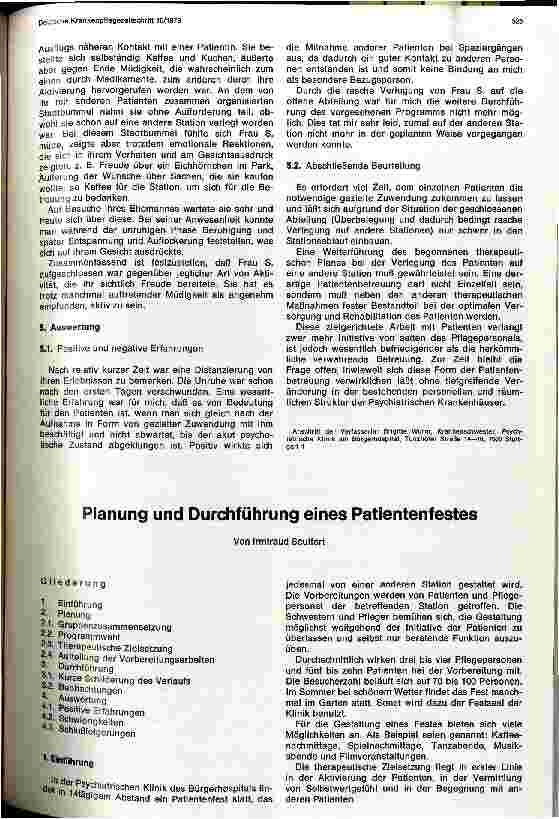 Vorschauseite 1: Planung und Durchführung eines Patientenfestes