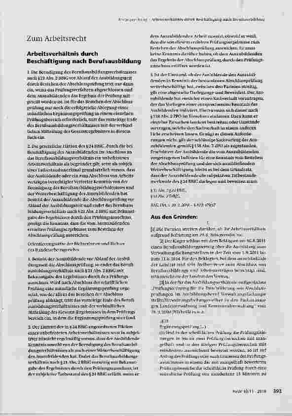 Vorschauseite 1: Arbeitsverhältnis durch Beschäftigung nach Berufsausbildung