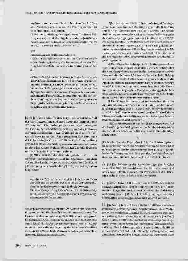 Vorschauseite 2: Arbeitsverhältnis durch Beschäftigung nach Berufsausbildung