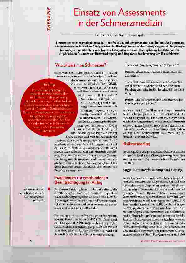 Vorschauseite 1: Einsatz von Assessments in der Schmerzmedizin