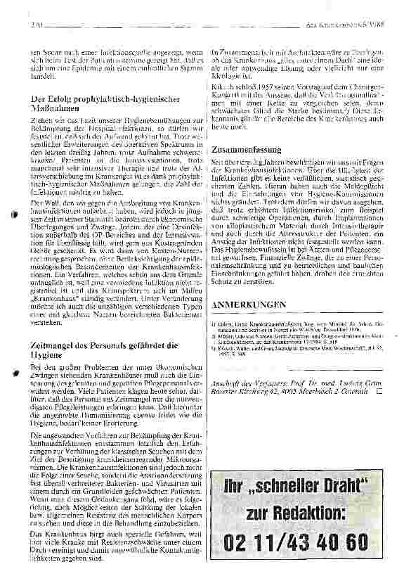 Vorschauseite 3: Krankenhausinfektionen - eine Bilanz