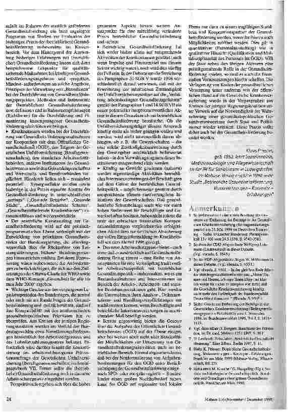 Vorschauseite 3: Perspektiven der betrieblichen Gesundheitsförderung Plädoyer für einen Neubeginn