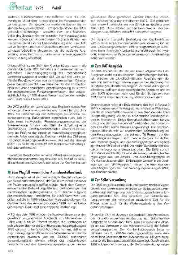 Vorschauseite 2: Krankenhäuser wehren sich gegen doppelte Bestrafung bei Ausnahmetatbeständen Aussetzung der Instandhaltungfinanzierung stößt auf entschiedene Ablehnung