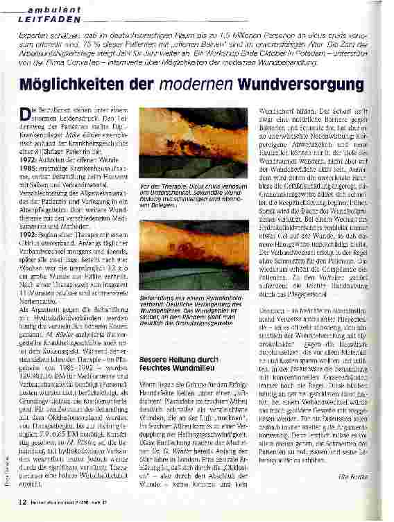 Vorschauseite 1: Möglichkeiten der modernen Wundversorgung