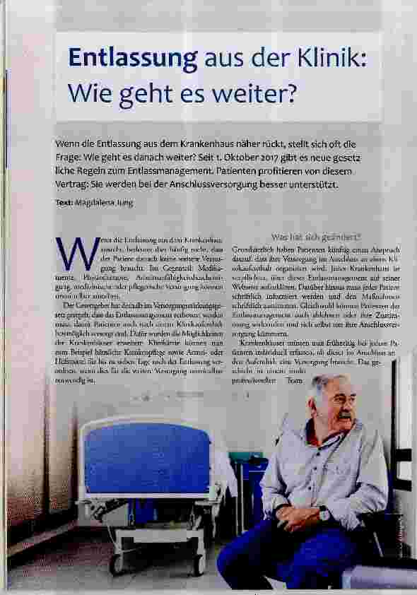 Vorschauseite 1: Entlassung aus der Klinik: Wie geht es weiter?