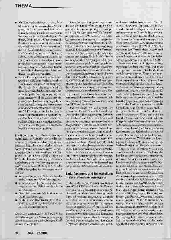 Vorschauseite 2: Bedarfsplanung und Sicherstellung Dauerbaustelle der Gesundheitspolitik