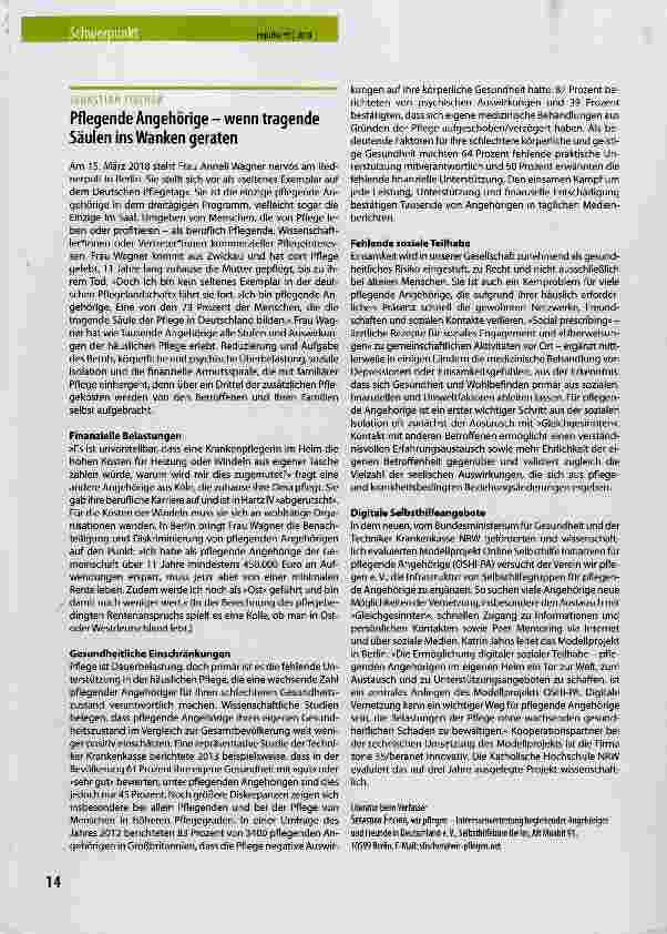Vorschauseite 1: Pflegende Angehörige wenn tragende Säulen ins Wanken geraten
