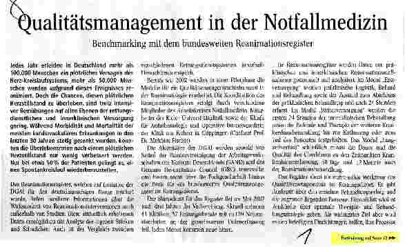 Vorschauseite 1: Qualitätsmanagement in der Notfallmedizin