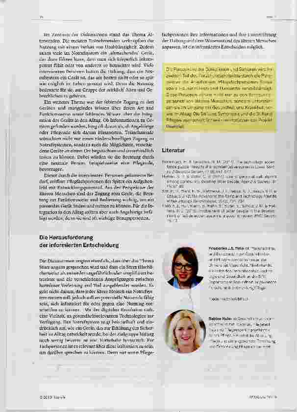 Vorschauseite 2: Notrufsysteme im häuslichen Setting unerwartete Verknüpfungen und grosser Informationsbedarf