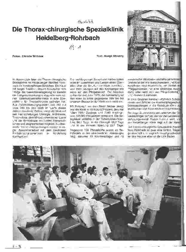 Vorschauseite 1: Die Thorax-chirurgische Spezialklinik Heidelberg-Rohrbach
