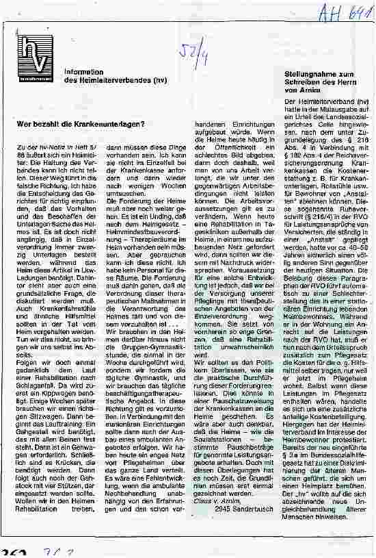 Vorschauseite 1: Wer bezahlt die Krankenunterlagen?