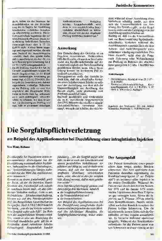 Vorschauseite 3: Zur Verweigerung der Zulassung zur Krankenpflegeprüfung wegen Unzuverlässigkeit des Bewerbers