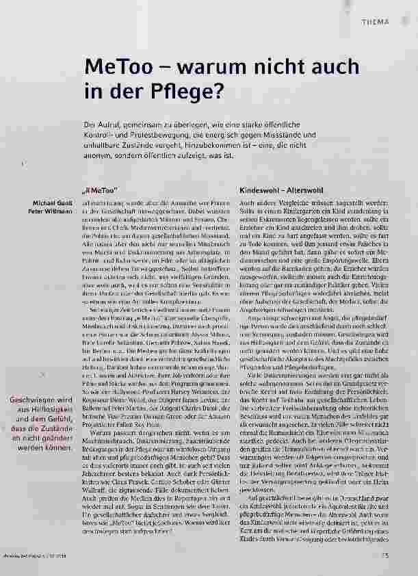 Vorschauseite 2: MeToo - warum nicht auch in der Pflege?