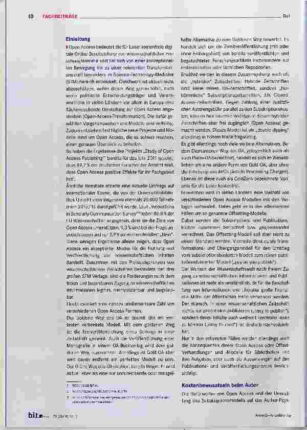 Vorschauseite 2: Die Transformation des Publikationssystems zu Open Access und die Konsequenzen für Bibliotheken und Wissenschaft: Ausgewählte Aspekte