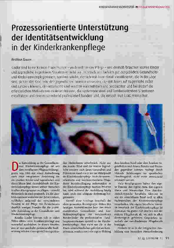 Vorschauseite 1: Prozessorientierte Unterstützung der Identitätsentwicklung in der Kinderkrankenpflege