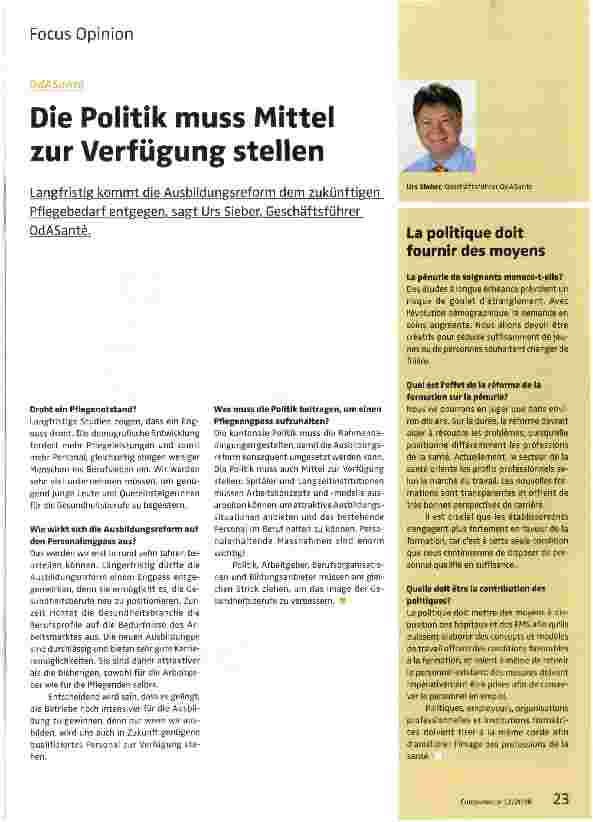 Vorschauseite 1: Die Politik muss Mittel zur Verfügung stellen