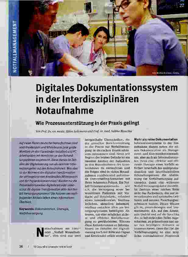 Vorschauseite 1: Digitales Dokumentationssystem in der Interdisziplinären Notaufnahme