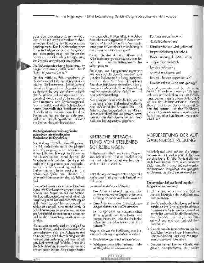 Vorschauseite 2: Stellenbeschreibung: Schichtleitung in der operativen Intensivpflege