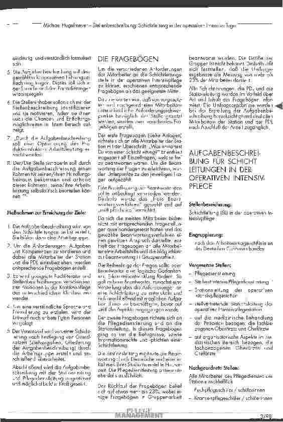Vorschauseite 3: Stellenbeschreibung: Schichtleitung in der operativen Intensivpflege