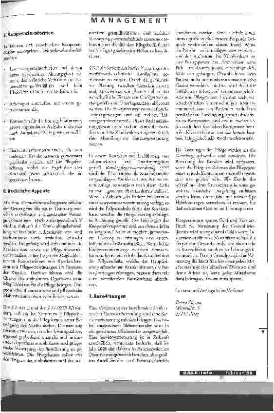 Vorschauseite 3: Wie aus Partnern zukünftige Gewinner werden (zur wachsenden Bedeutung von Kooperation, Kordination und Vernetzung im Gesundheitsund Pflegebereich)