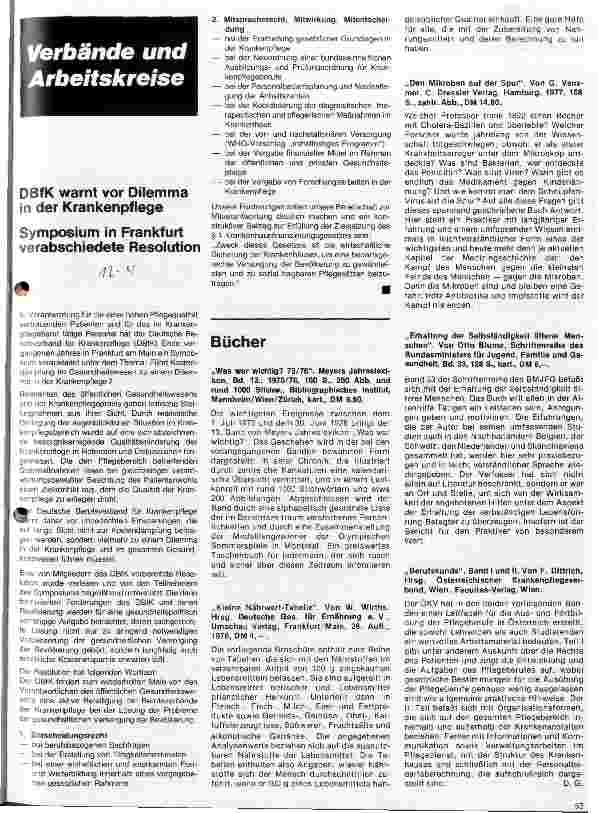 Vorschauseite 1: DBfK warnt vor Dilemma in der Krankenpflege Symposium in Frankfurt verabschiedete Resolution