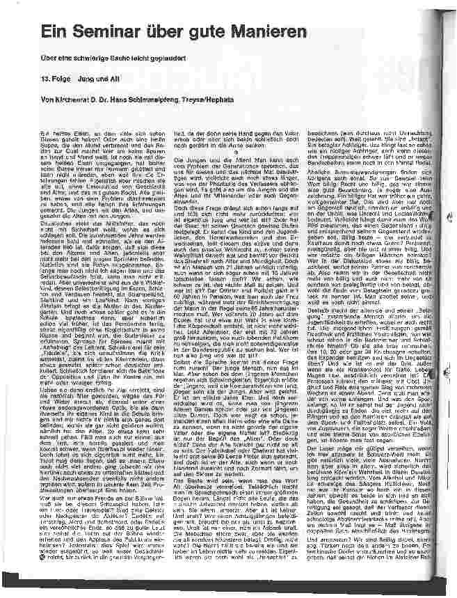 Vorschauseite 1: Ein Seminar über gute Manieren 13. Folge: Jung und Alt