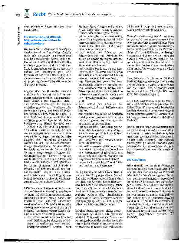 Vorschauseite 2: Der Mutterschutz ist ein Verfassungsgebot und damit ein Kernstück des Arbeitsschutzrechtes für Frauen
