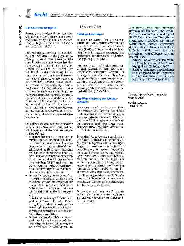 Vorschauseite 4: Der Mutterschutz ist ein Verfassungsgebot und damit ein Kernstück des Arbeitsschutzrechtes für Frauen