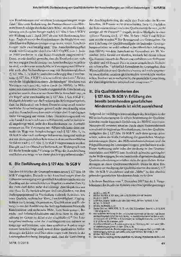 Vorschauseite 2: Die Bedeutung von Qualitätskriterien bei Ausschreibungen von Hilfsmittelverträgen nach der Einführung des §127 Abs. lbSGBV