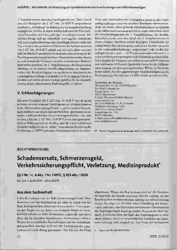 Vorschauseite 5: Die Bedeutung von Qualitätskriterien bei Ausschreibungen von Hilfsmittelverträgen nach der Einführung des §127 Abs. lbSGBV