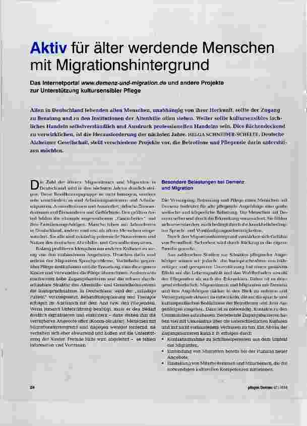 Vorschauseite 1: Aktiv für älter werdende Menschen mit Migrationshintergrund