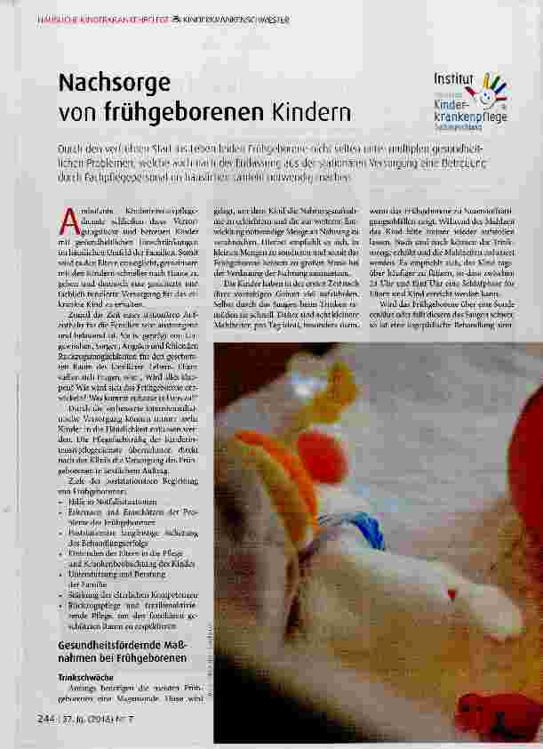 Vorschauseite 1: Nachsorge von frühgeborenen Kindern