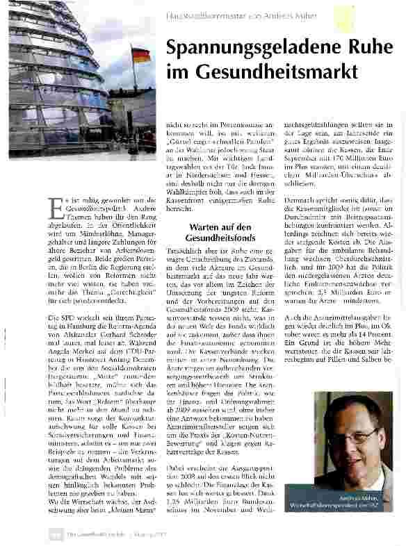 Vorschauseite 1: Spannungsgeladene Ruhe im Gesundheitsmarkt