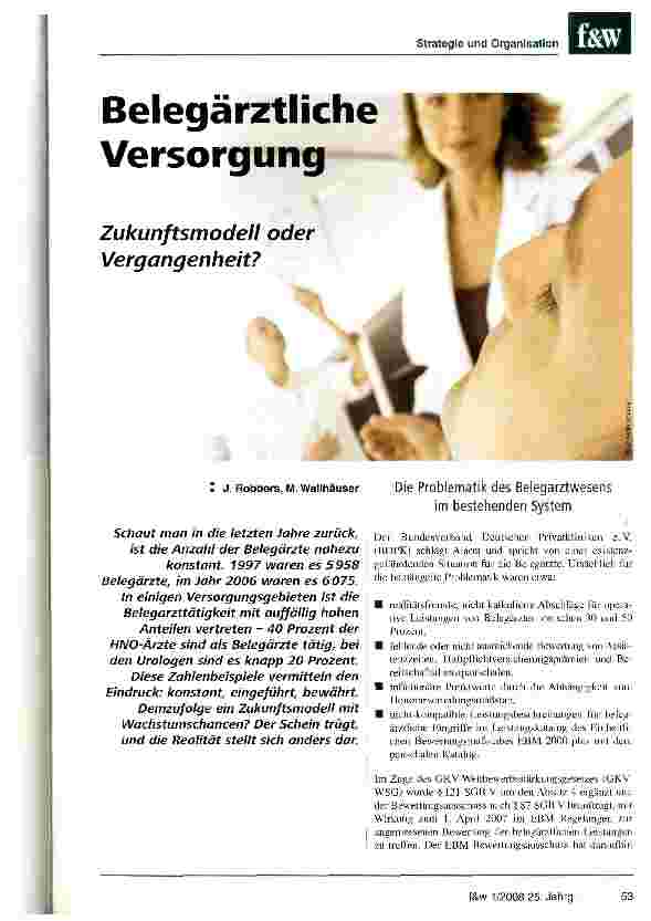 Vorschauseite 1: Belegärztliche Versorgung