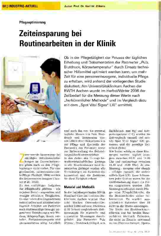 Vorschauseite 1: Zeiteinsparung bei Routinearbeiten in der Klinik