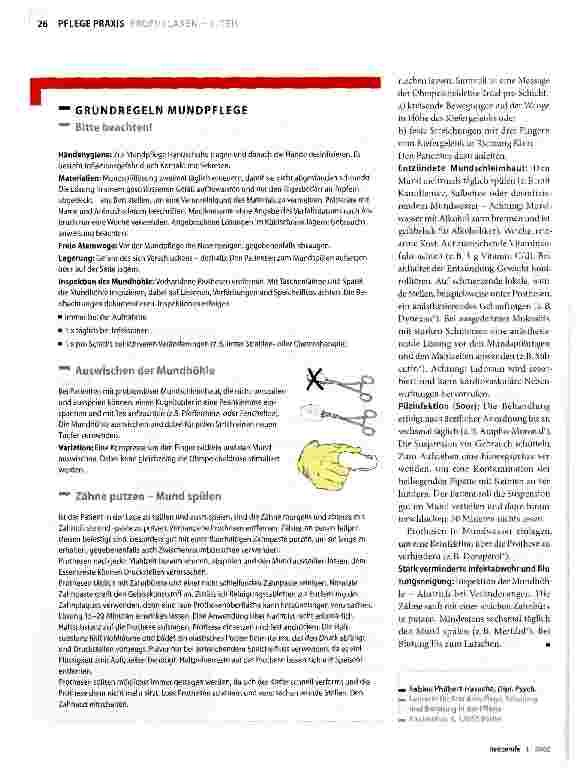 Vorschauseite 2: Mundpflege, Soor-und Parotitisprophylaxe