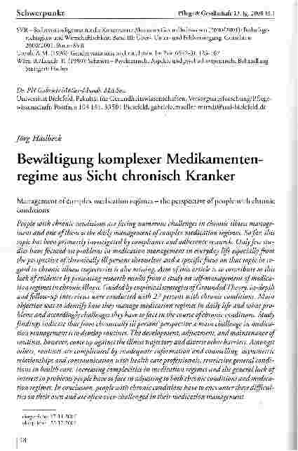 Vorschauseite 1: Bewältigung komplexer Medikamentenregime aus Sicht chronisch Kranker