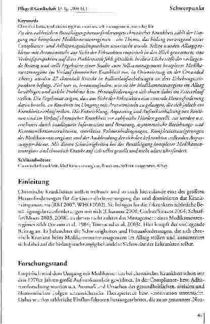 Vorschauseite 2: Bewältigung komplexer Medikamentenregime aus Sicht chronisch Kranker