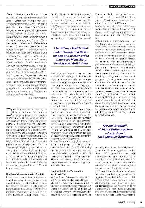 Vorschauseite 2: Vitalität und Kreativität im Alter