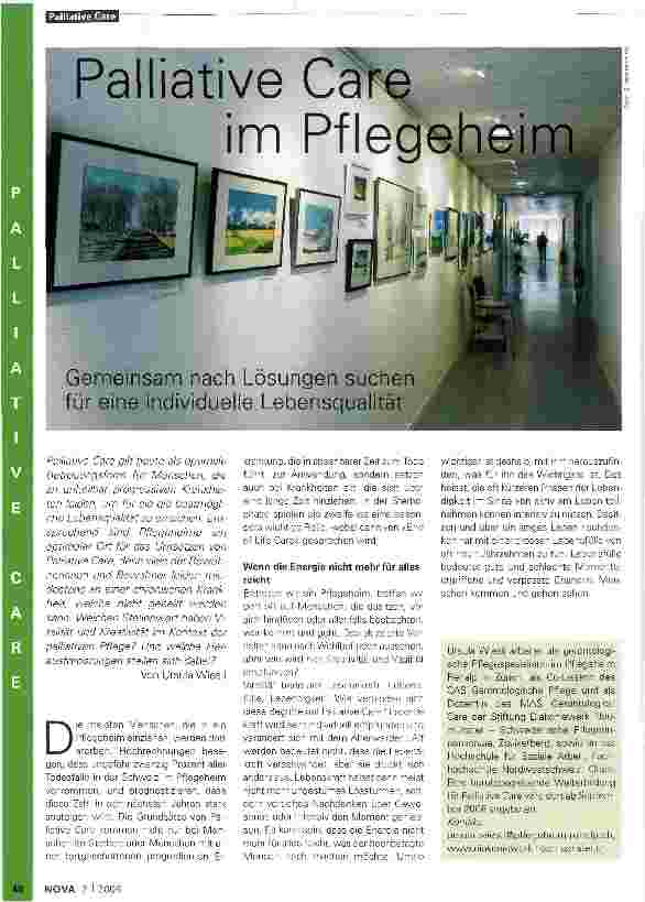 Vorschauseite 1: Palliative Care im Pflegeheim