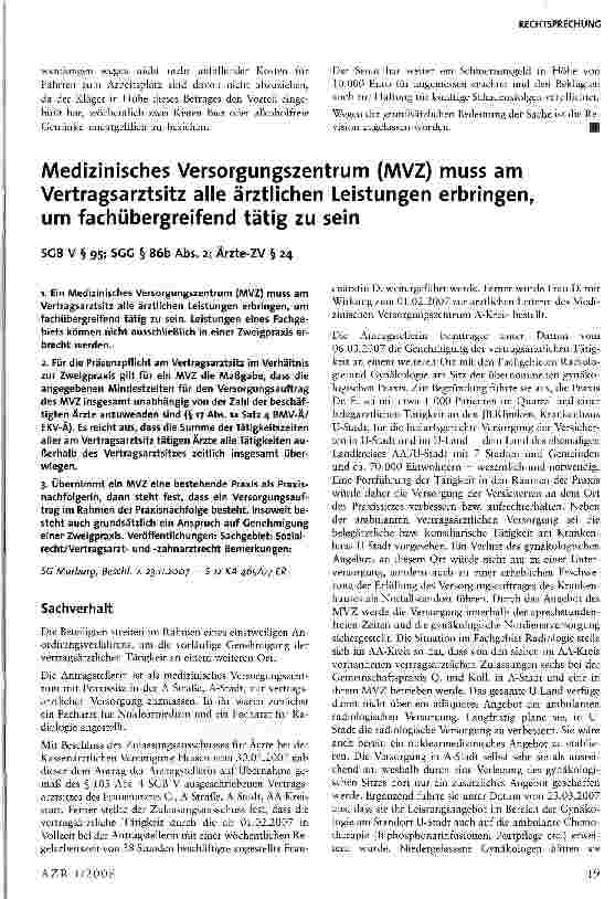 Vorschauseite 2: Heilbehandlungsarzt einer Berufsgenossenschaft haftet bei unterlassener Überweisung persönlich