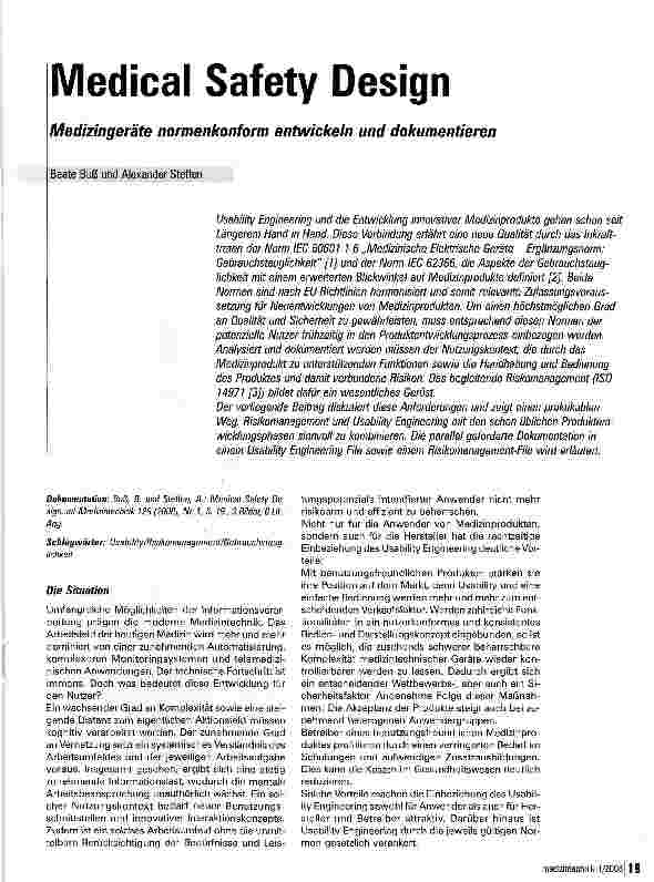 Vorschauseite 1: Medical Safety Design