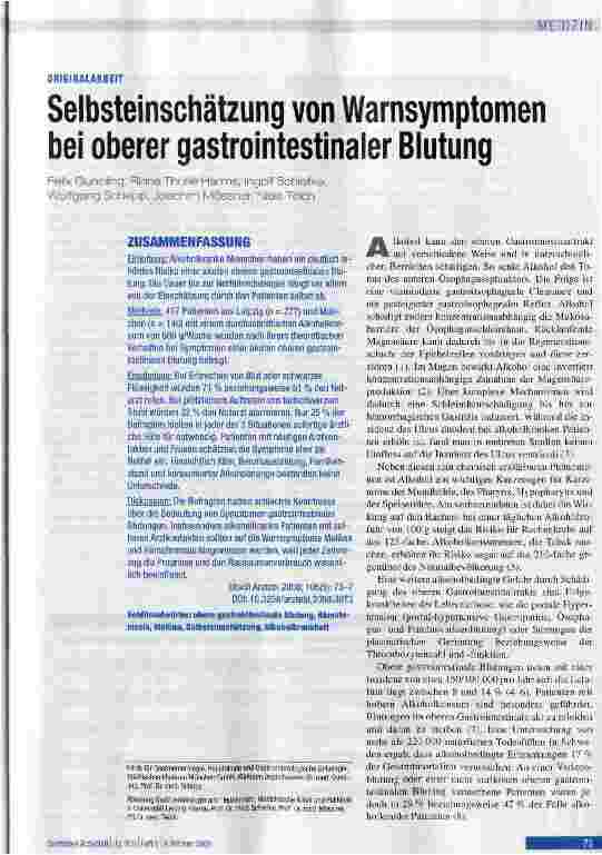 Vorschauseite 1: Selbsteinschätzung von Warnsymptomen bei oberer gastrointestinaler Blutung