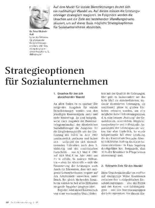 Vorschauseite 1: Strategieoptionen für Sozialunternehmen