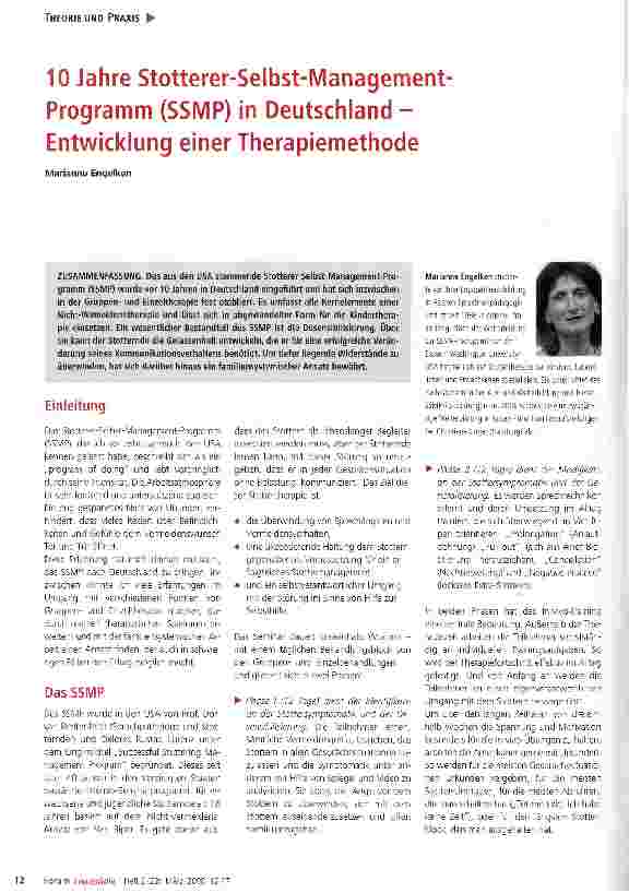Vorschauseite 1: 10 Jahre Stotterer-Selbst-Management-Programm (SSMP) in Deutschland -Entwicklung einer Therapiemethode