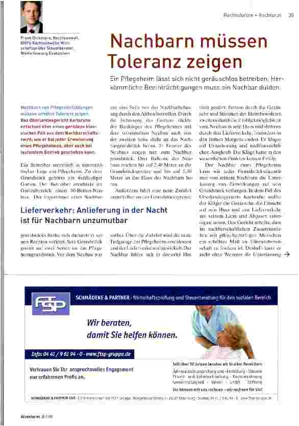 Vorschauseite 1: Nachbarn müssen Toleranz zeigen
