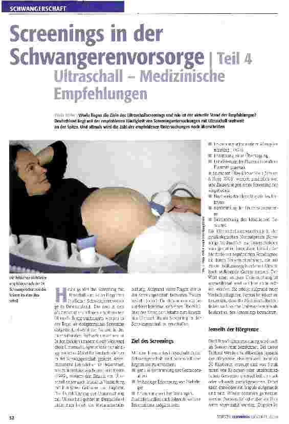Vorschauseite 1: Screenings in der Schwangerenvorsorge Teil 4Ultraschall - Medizinische Empfehlungen