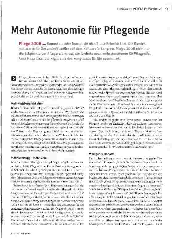 Vorschauseite 1: Mehr Autonomie für Pflegende