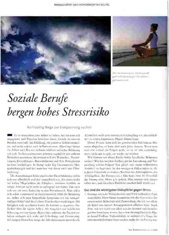 Vorschauseite 1: Soziale Berufe bergen hohes Stressrisiko