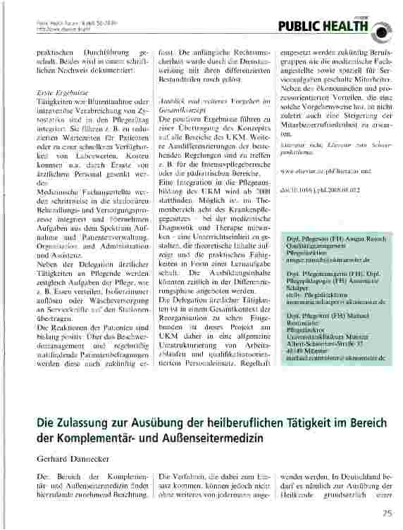 Vorschauseite 4: Delegation ärztlicher Tätigkeiten - die konkrete Umsetzung am Beispiel des Universitätsklinikum Münster